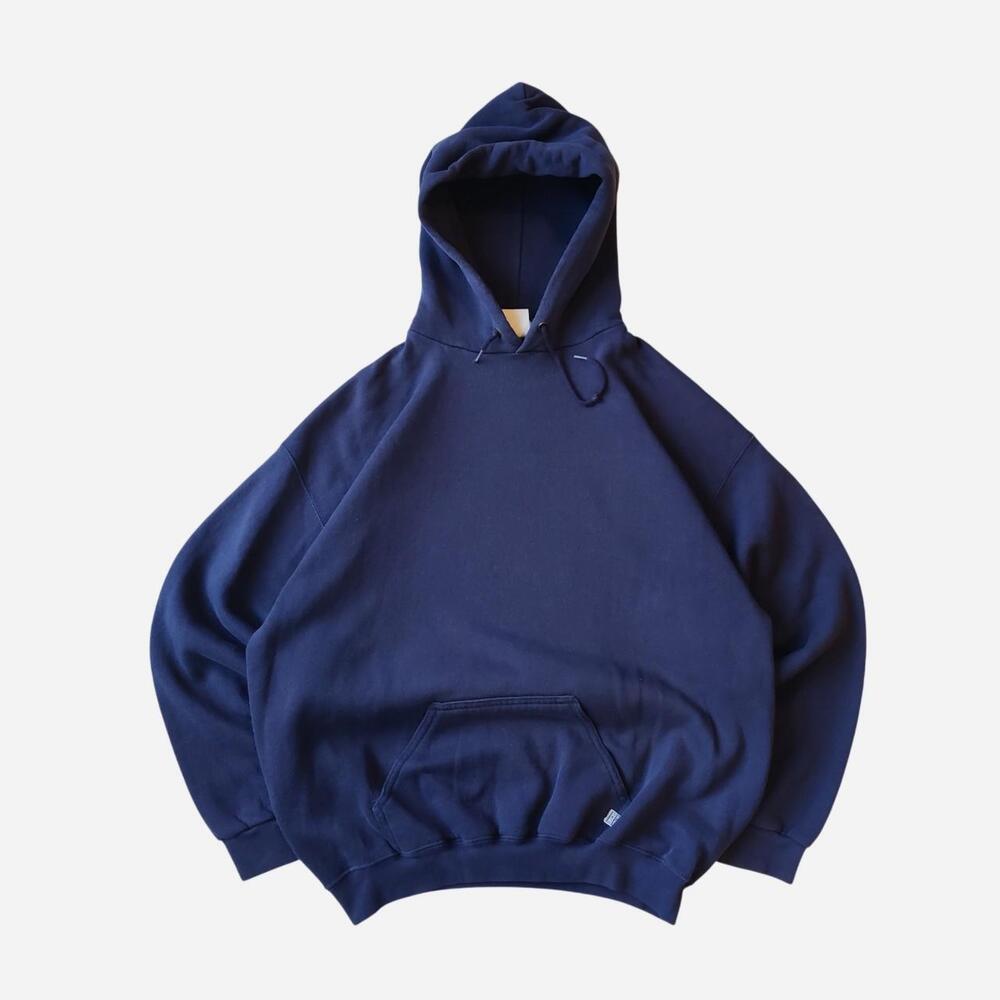Vintage 90s Navy Blue Discus Athletic Blank Hoodie